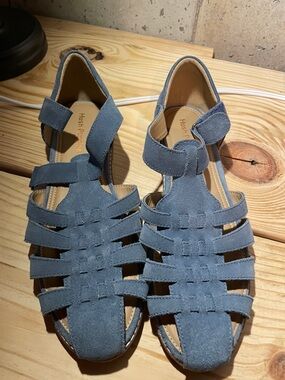 Hush Puppies Women's Slate Blue Suede Caged Sandals